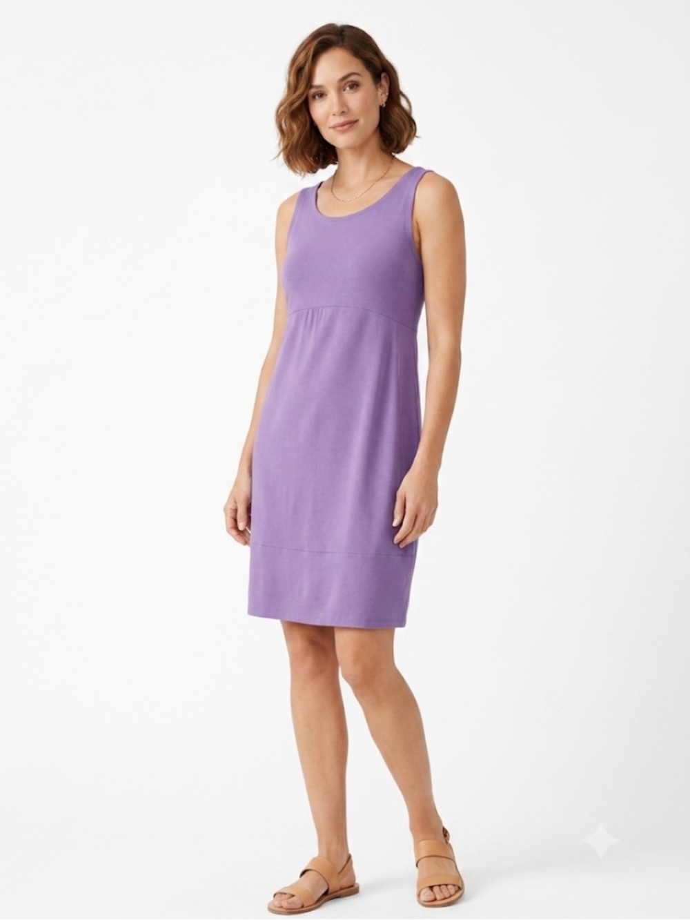 Eileen Fisher Purple Knit Sleeveless Sheath Dress Midi Large